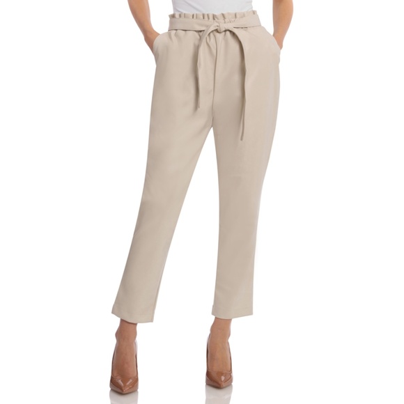 bagatelle Pants - Bagatelle Collection Faux Leather Paperbag Waist Pant in Bone NWT size XS